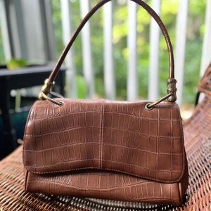Vintage Marco Avane brown crocodile pattern leather designer handbag